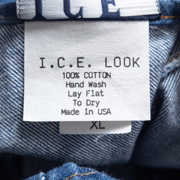 ICE LOOK Denim Jumper Dress Gold Buttons Stud Trim Western Style USA Vintage XL - Picture 11 of 12